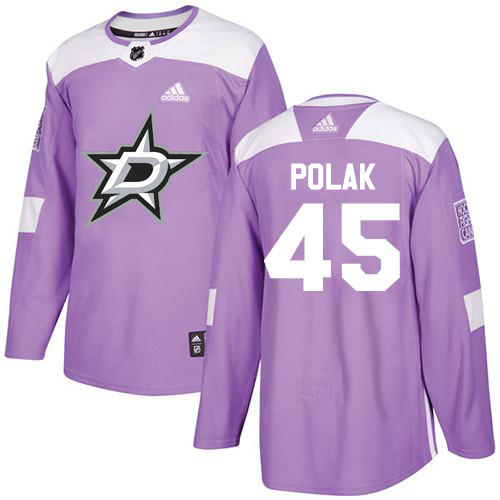 Adidas Dallas Stars #45 Roman Polak Purple Authentic Fights Cancer Stitched Jersey Men's