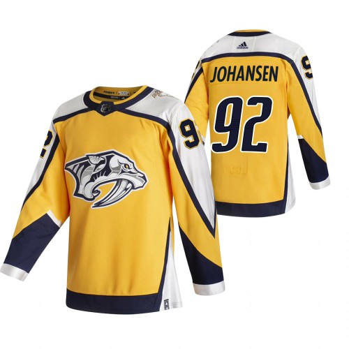 Nashville Nashville Predators #92 Ryan Johansen Yellow Men's Adidas 2020-21 Reverse Retro Alternate Jersey Men's