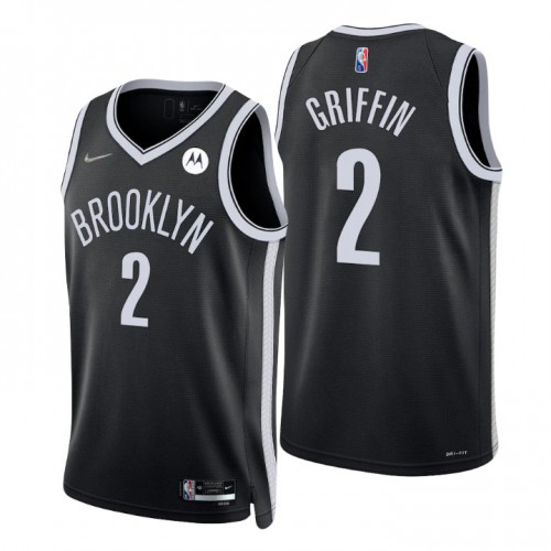 Brooklyn Nets #2 Blake Griffin Black Mens 2021-22 75th Anniversary Diamond Swingman Jersey - Icon Edition Mens