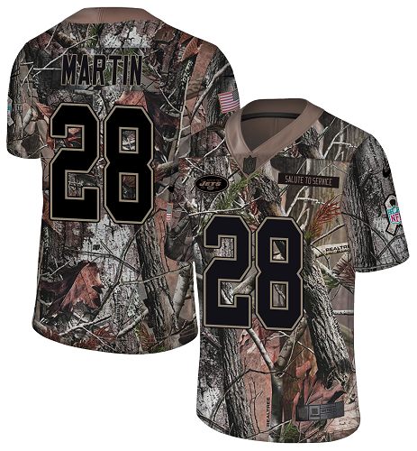 Jets #28 Curtis Martin Camo Men's Stitched Limited Rush Realtree Jersey