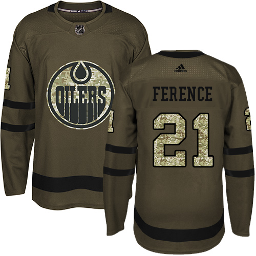 Adidas Edmonton Oilers #21 Andrew Ference Green Salute to Service Stitched Jersey Men's