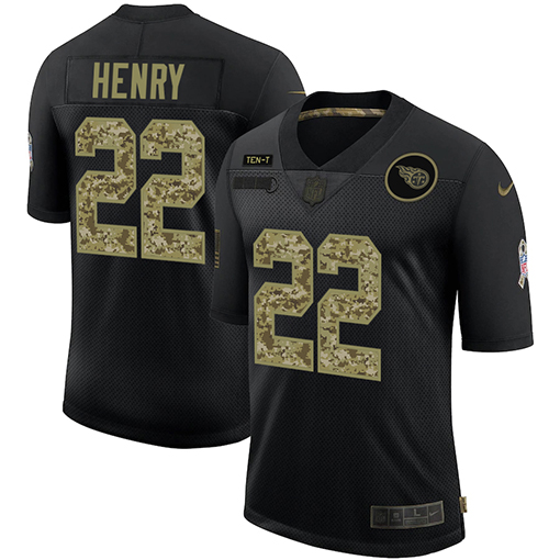 Tennessee Titans #22 Derrick Henry Men's 2020 Salute To Service Camo Limited Jersey Black