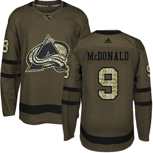 Adidas Colorado Avalanche #9 Lanny McDonald Green Salute to Service Stitched Youth Jersey Youth