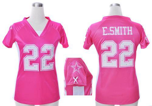 Cowboys #22 Emmitt Smith Pink Draft Him Name & Number Top Women's Stitched Elite Jersey