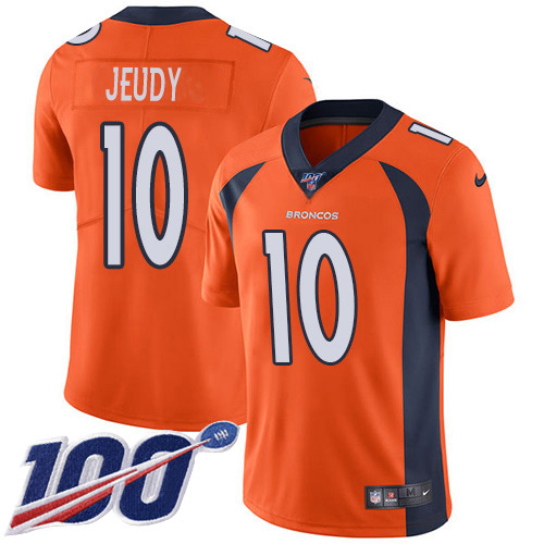 Broncos #10 Jerry Jeudy Orange Team Color Men's Stitched 100th Season Vapor Untouchable Limited Jersey