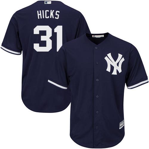 New York Yankees #31 Aaron Hicks Navy blue Cool Base Stitched Youth Jersey Youth