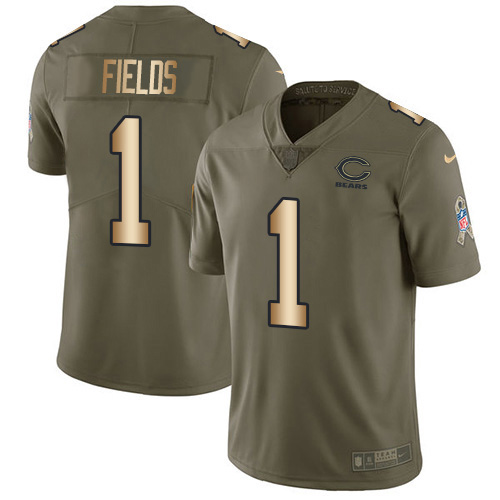 Bears #74 Germain Ifedi Olive/Gold Men's Stitched Limited 2017 Salute To Service Jersey