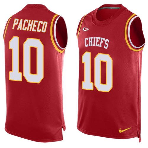 Chiefs #10 Isiah Pacheco Red Team Color Men's Stitched Limited Tank Top Jersey