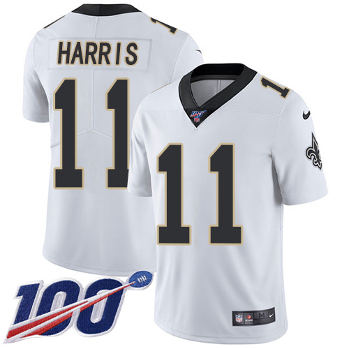 New Orleans Saints #11 Deonte Harris White Men's Stitched 100th Season Vapor Untouchable Limited Jersey Men's