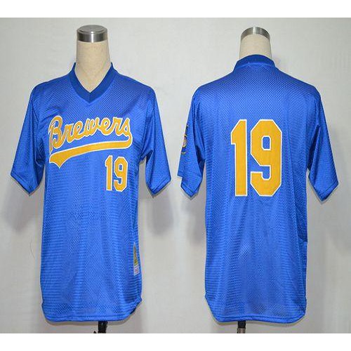 Mitchell And Ness 1991 Milwaukee Brewers #19 Robin Yount Blue Stitched Jersey Men's