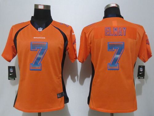 Broncos #7 John Elway Orange Team Color Women's Stitched Elite Strobe Jersey