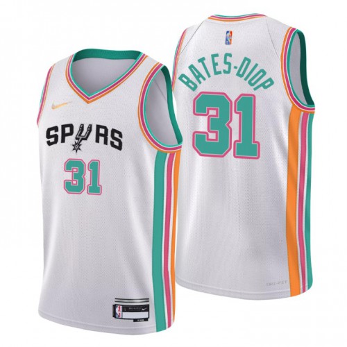 San Antonio San Antonio Spurs #31 Keita Bates-Diop Mens White 2021/22 Swingman Jersey - City Edition Mens