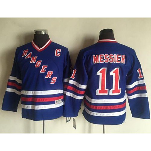 New York Rangers #11 Mark Messier Blue CCM Throwback Stitched Youth Jersey Youth