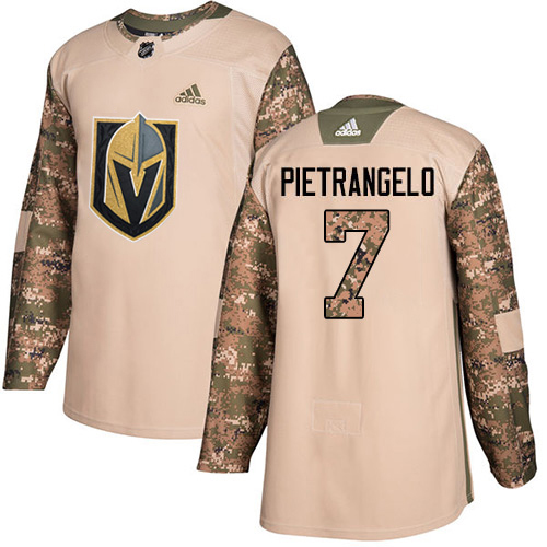 Adidas Golden Knights #7 Alex Pietrangelo Camo Authentic 2017 Veterans Day Stitched Youth Jersey