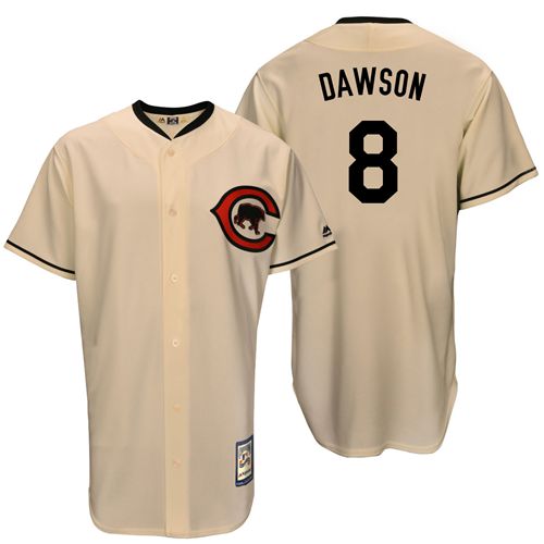 Mitchell And Ness Chicago Cubs #8 Andre Dawson Cream Throwback Stitched Jersey Men's