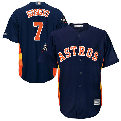 Houston Astros #7 Craig Biggio Navy Blue New Cool Base 2019 World Series Bound Stitched Jersey Men's