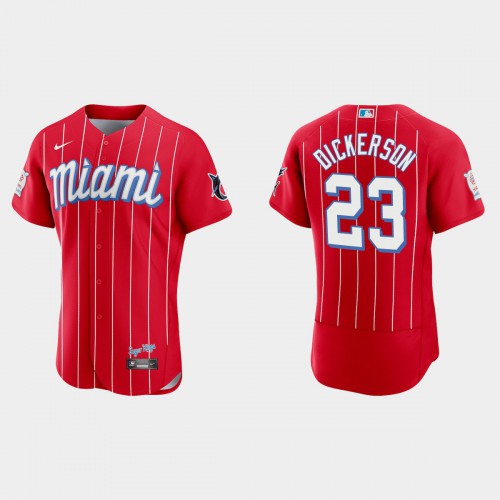 Miami Miami Marlins #23 Corey Dickerson Men's 2021 City Connect Authentic Jersey Red Men's