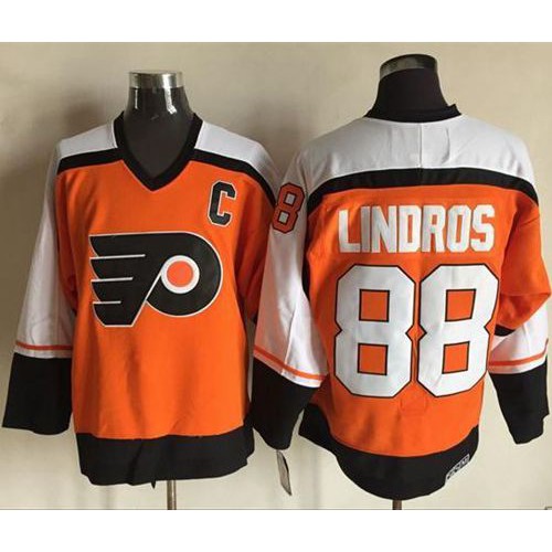 Philadelphia Flyers #88 Eric Lindros Orange CCM Throwback Stitched Jersey Men's