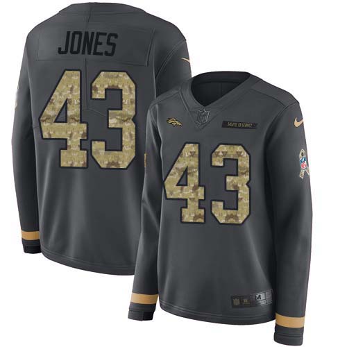 Denver Broncos #43 Joe Jones Anthracite Salute to Service Women's Stitched Limited Therma Long Sleeve Jersey Womens