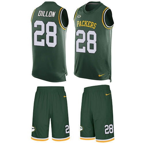 Packers #28 AJ Dillon Green Team Color Men's Stitched Limited Tank Top Suit Jersey
