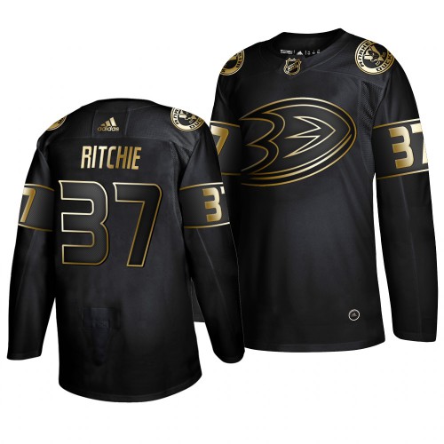 Adidas Anaheim Ducks #37 Nick Ritchie Men's 2019 Black Golden Edition Authentic Stitched Jersey Men's