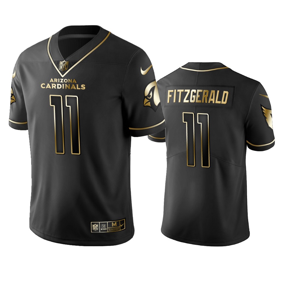 Cardinals #11 Larry Fitzgerald Men's Stitched Vapor Untouchable Limited Black Golden Jersey