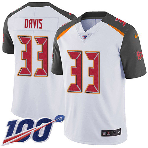 Tampa Bay Buccaneers #33 Carlton Davis III White Youth Stitched 100th Season Vapor Limited Jersey Youth