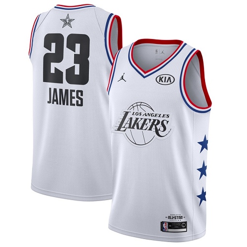 Los Angeles Lakers #23 LeBron James White Jordan Swingman 2019 All-Star Game Jersey Mens