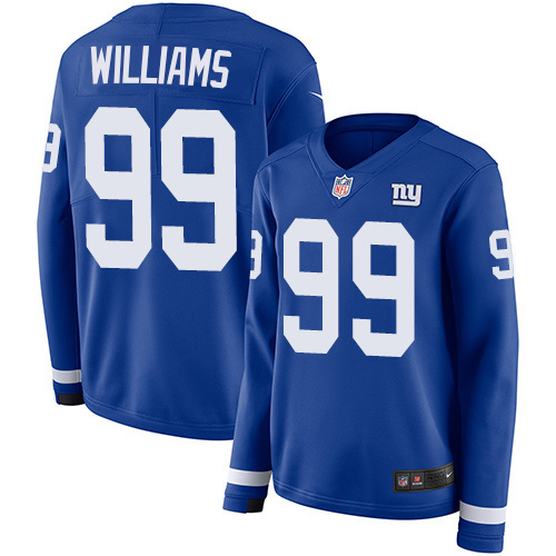 New York Giants #99 Leonard Williams Royal Blue Team Color Women's Stitched Limited Therma Long Sleeve Jersey Womens