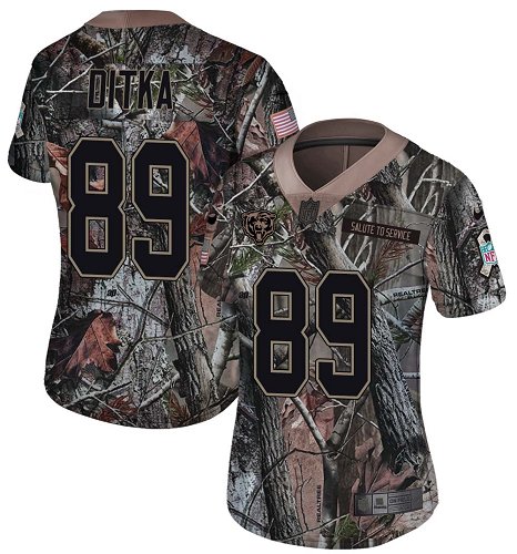 Bears #89 Mike Ditka Camo Women's Stitched Limited Rush Realtree Jersey