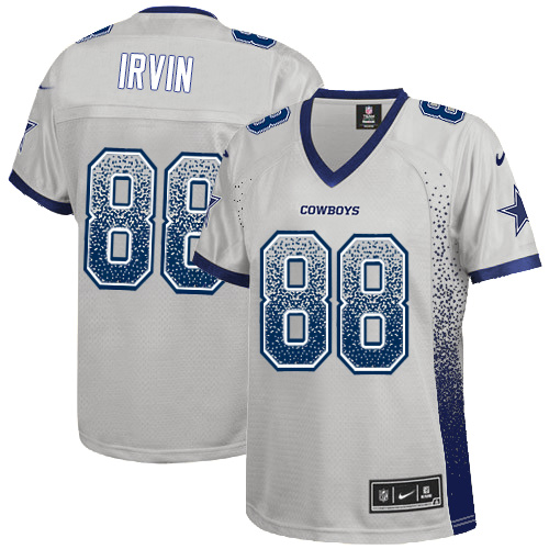 Cowboys #88 Michael Irvin Grey Women's Stitched Elite Drift Fashion Jersey