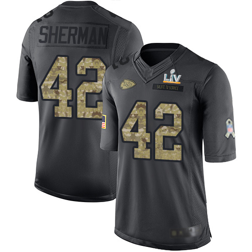 Kansas City Chiefs #42 Anthony Sherman Black Men's Super Bowl LV Bound Stitched Limited 2016 Salute to Service Jersey Men's