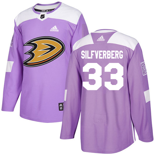 Adidas Anaheim Ducks #33 Jakob Silfverberg Purple Authentic Fights Cancer Stitched Jersey Men's