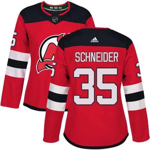 Adidas New Jersey Devils #35 Cory Schneider Red Home Authentic Women's Stitched Jersey Womens