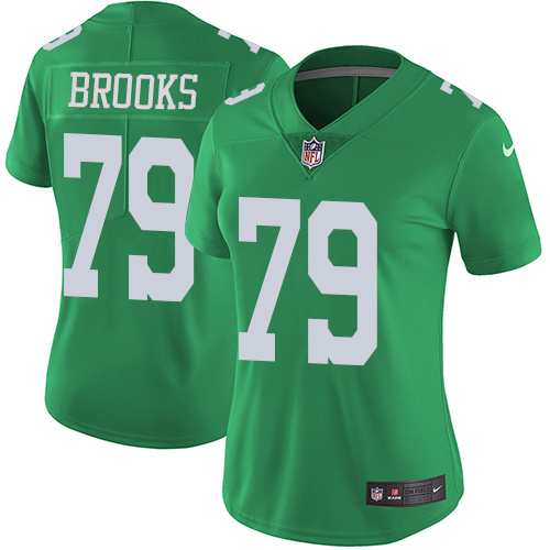 Philadelphia Eagles #79 Brandon Brooks Green Women's Stitched Limited Rush Jersey Womens