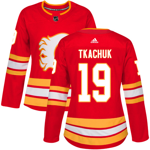 Adidas Calgary Flames #19 Matthew Tkachuk Red Alternate Authentic Women's Stitched Jersey Womens