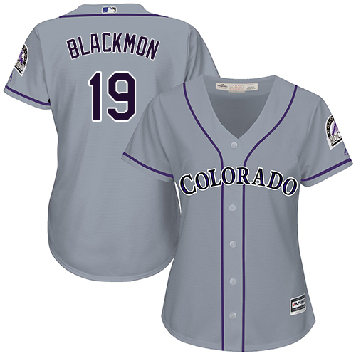 Colorado Rockies #19 Charlie Blackmon Grey Road Women's Stitched Jersey Womens