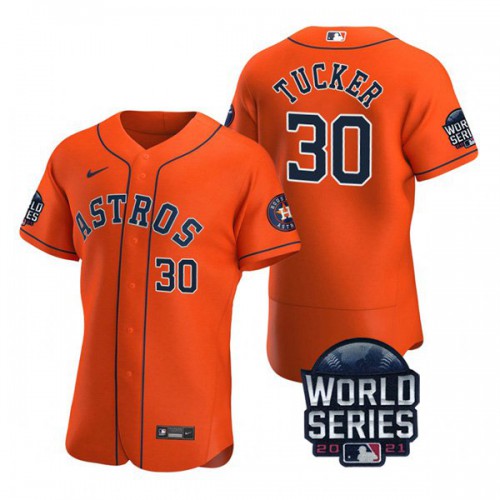 Houston Houston Astros #30 Kyle Tucker Men's 150th Anniversary 2021 World Series Authentic Jersey - Orange Men's