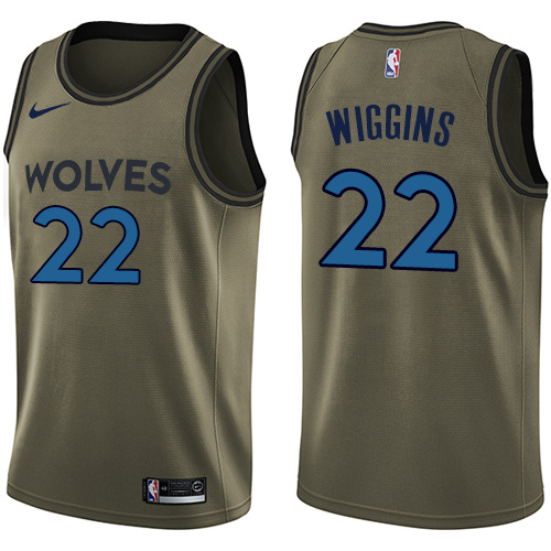 Minnesota Timberwolves #22 Andrew Wiggins Green Salute to Service Youth Swingman Jersey Youth