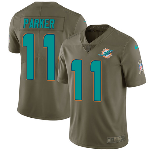 Miami Dolphins #11 DeVante Parker Olive Men's Stitched Limited 2017 Salute to Service Jersey Men's