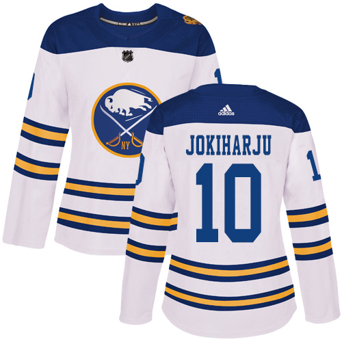 Adidas Buffalo Sabres #10 Henri Jokiharju White Authentic 2018 Winter Classic Women's Stitched Jersey Womens