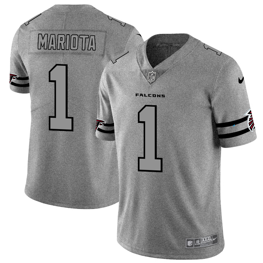 Atlanta Falcons #1 Marcus Mariota Men's Gray Gridiron II Vapor Untouchable Limited Jersey