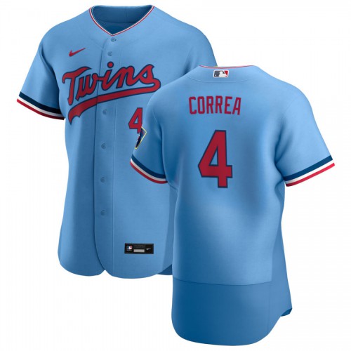 Minnesota Minnesota Twins #4 Carlos Correa Men's Light Blue Alternate 2020 Authentic Team Jersey Men's