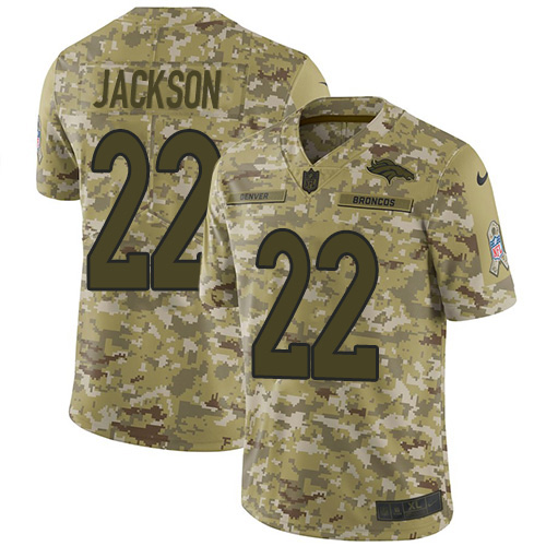 Denver Broncos #22 Kareem Jackson Camo Men's Stitched Limited 2018 Salute To Service Jersey Men's