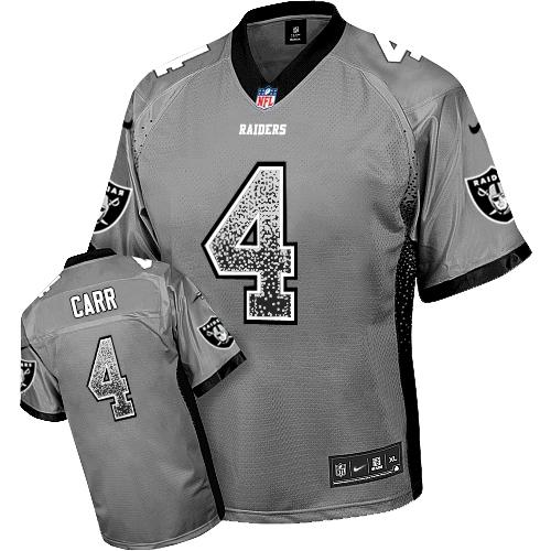 Raiders #4 Derek Carr Grey Men's Stitched Elite Drift Fashion Jersey
