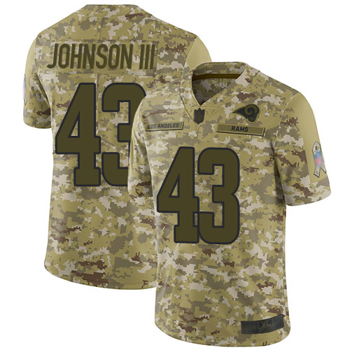 Los Angeles Rams #43 John Johnson III Camo Men's Stitched Limited 2018 Salute To Service Jersey Men's