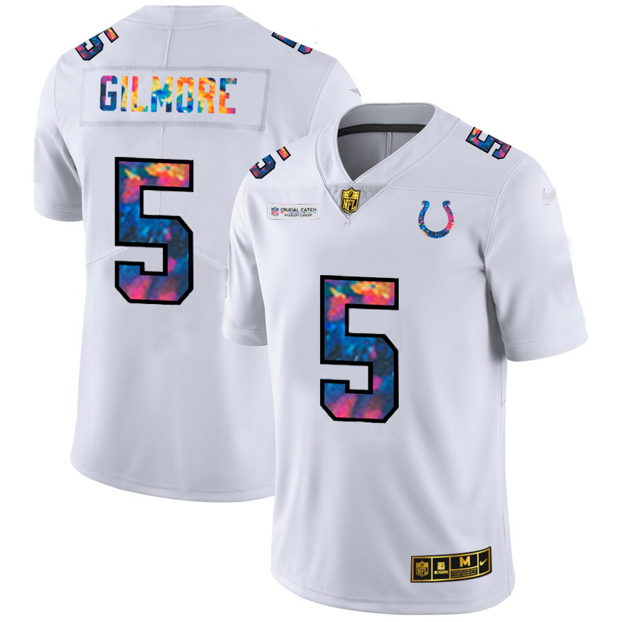 Indianapolis Colts #5 Stephon Gilmore Men's White Multi-Color 2020 Crucial Catch Limited Jersey