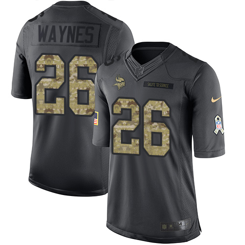 Minnesota Vikings #26 Trae Waynes Black Youth Stitched Limited 2016 Salute To Service Jersey Youth