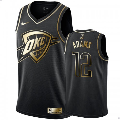 Oklahoma City Thunder #12 Steven Adams Mens Black Golden Edition Swingman Jersey Mens