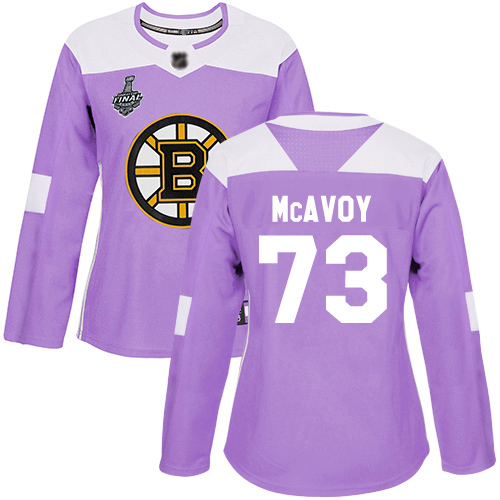 Adidas Boston Bruins #73 Charlie McAvoy Purple Authentic Fights Cancer Stanley Cup Final Bound Women's Stitched Jersey Womens